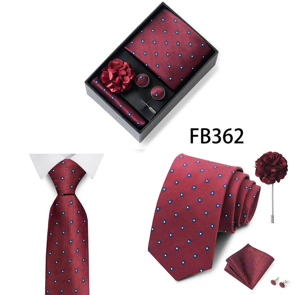 Erstklassige Weihnachtsgeschenkbox mit grauem Aufdruck, Krawatten, Einstecktuch, Manschettenknöpfe, Brosche, Set für Herren, Anzug, Accessoires, passend für die Gruppe – Detail 8