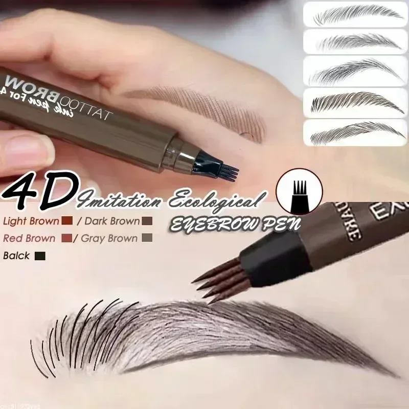 Maquillajes Para mujer ดินสอเขียนคิ้ว4จุดกันน้ำปากกาเขียนคิ้วแบบน้ำเครื่องสำอางค์ติดทนนานดินสอเขียนคิ้วไมโครเบลด