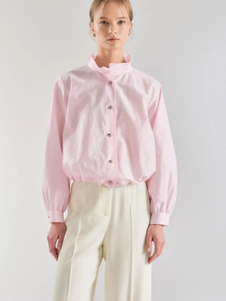 

Летняя повседневная свободная хлопковая рубашка с цветочной вышивкой и одной пуговицей для молодых женщин, универсальная модель на каждый день, коллекция 2026