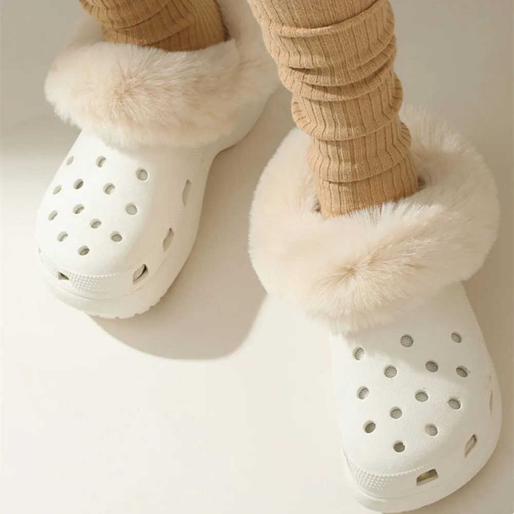 HOT 1 Pair Winter Plush Thickened  Shoes Cover For Men Women Clog Fur Lining Removable Plush Warm Shoe Case Lining Shoes Insoles