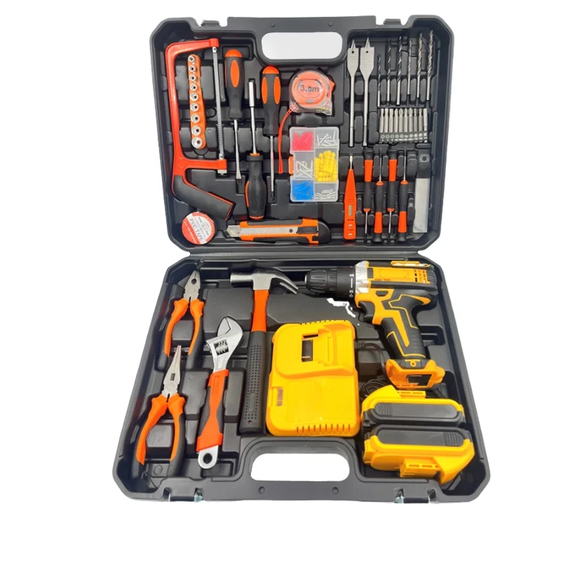 

Household Portable Hardware Tool Set Electric Drilling Machine Tools Multi-functional Impact Drill Screwdriver Toolbox