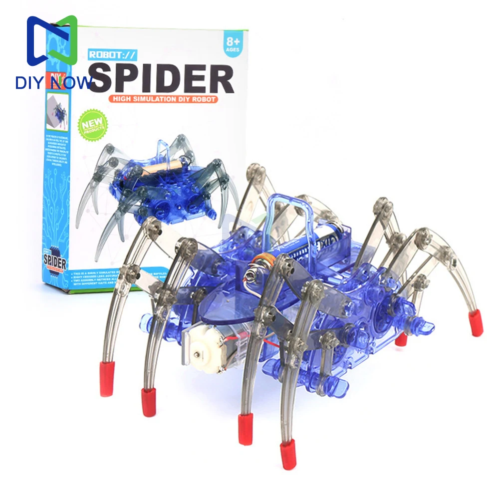 Kit elettronico fai-da-te Robot ragno elettrico Modello animale fatto a mano Robot ragno elettrico educativo per bambini Kit fai da te Giocattolo di assemblaggio