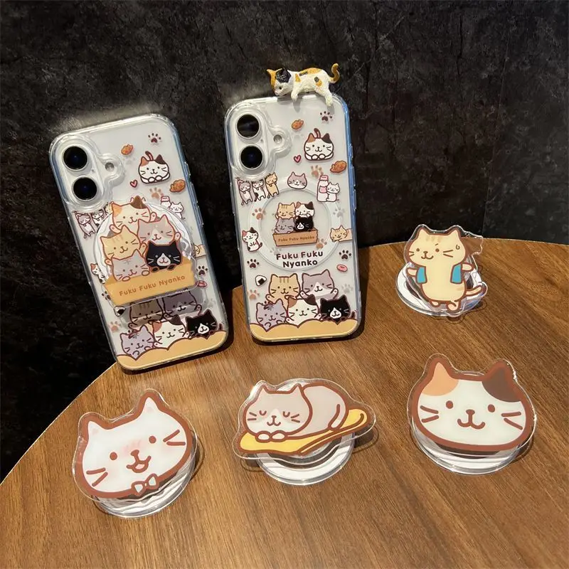 

Ins аниме Корея милый держатель Fuku Nyanko Cat для IPhone кронштейн Grip Tok мультфильм магнитная беспроводная зарядка телефона складной Smart Tok