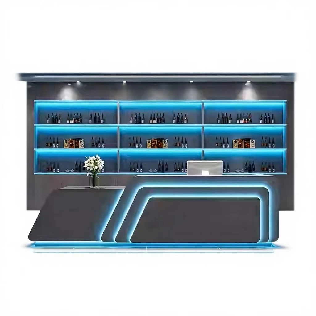 

az-Industrial Style Reception Desk with Storage for Commercial Use in Hotels Offices KTV Restaurants Bars Gyms@