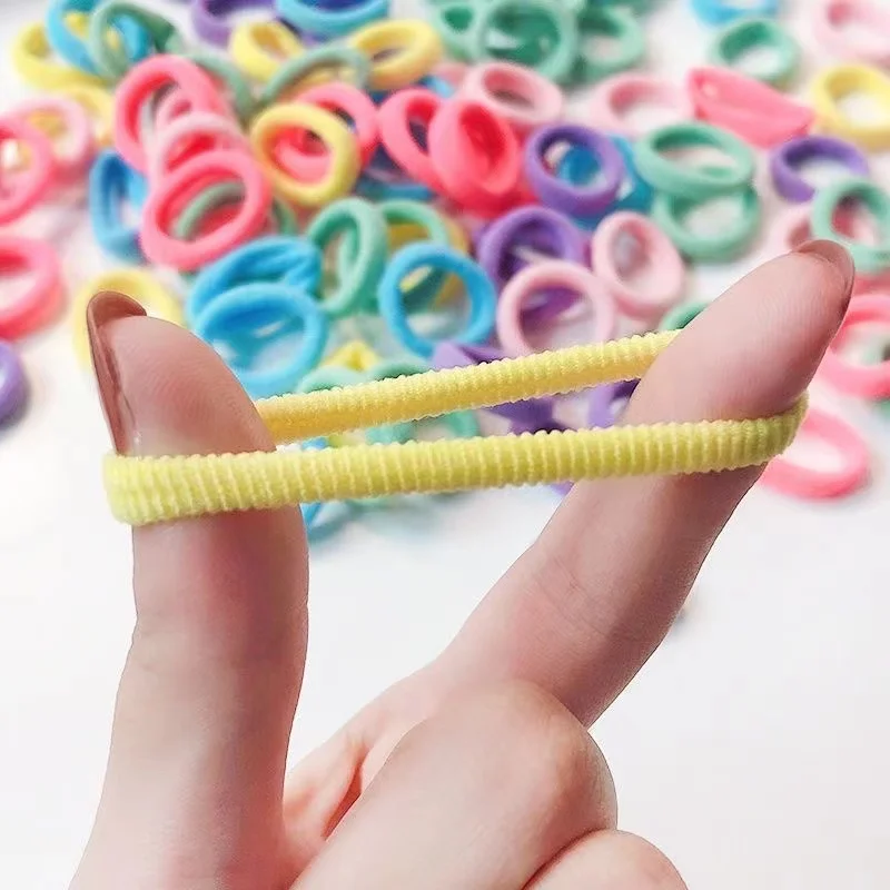 100/300/500/1000pcs Colorful Basic Elastic Hair Band For Girls Ponytail Hold Scrunchie Rubber Band Kid Fashion Hair Accessories