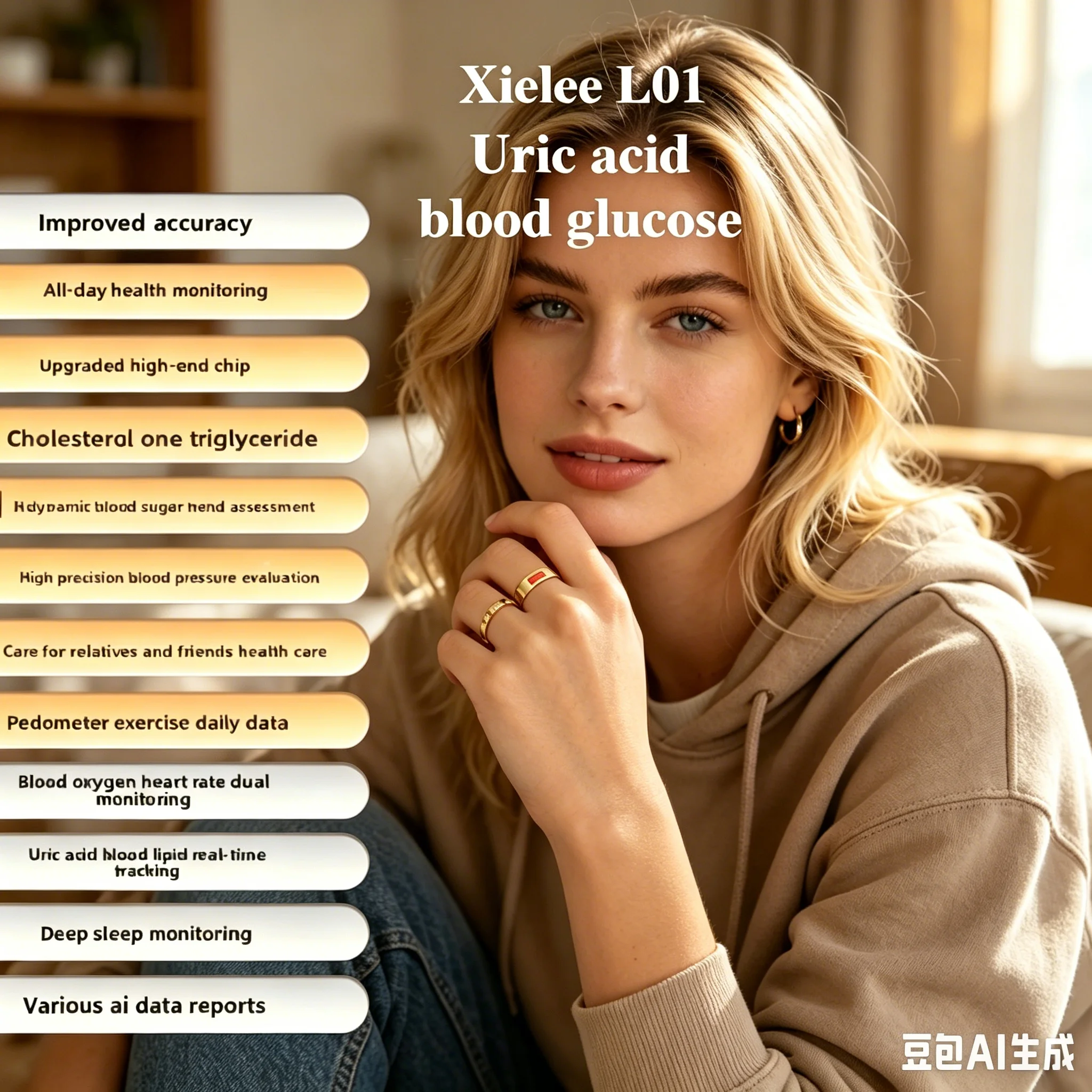 Xielee 12th Upgraded Chip High-end Titanium Alloy Smart Ring,Heart Rate Blood Oxygen Sleep Monitoring Sports Waterproof