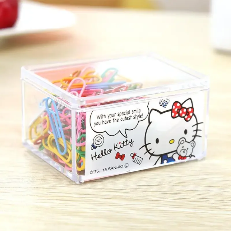 Kawaii Sanrio My Melody Hello Kitty Little Twin Stars Cartoon Transparent Storage Box Dustproof with Cover Jewelry Box Girl Gift