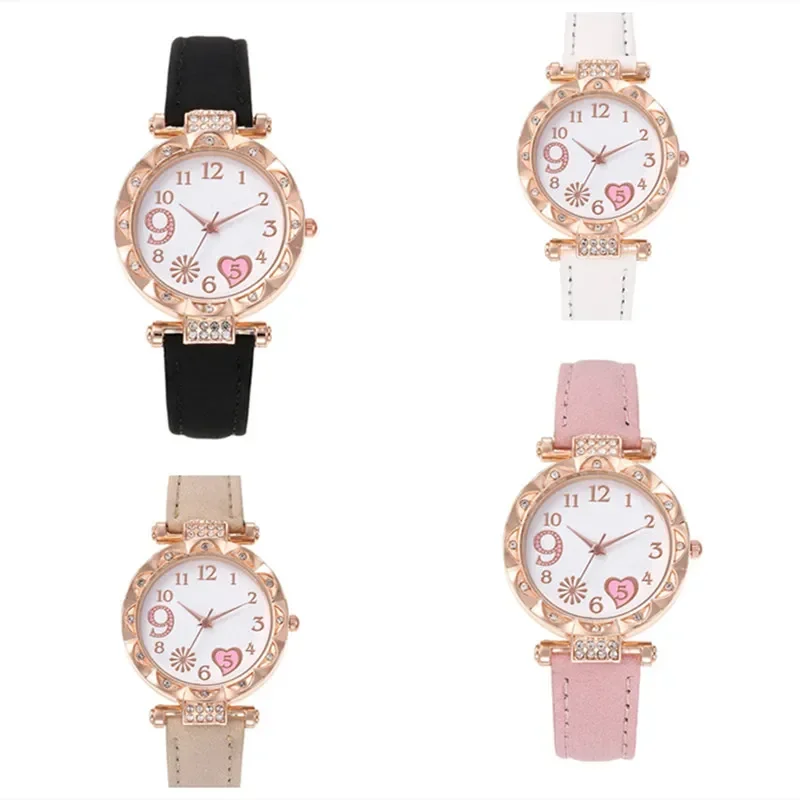 Luxury Fashion Women Watch Multicolour PU Leather Strap Ladies Quartz Wristwatch Casual Alloy Business for Ladies Gift