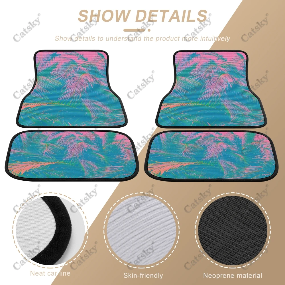 Abstract plant leaves Car Floor Mats Custom Face Car Accessories 4PCs Pack