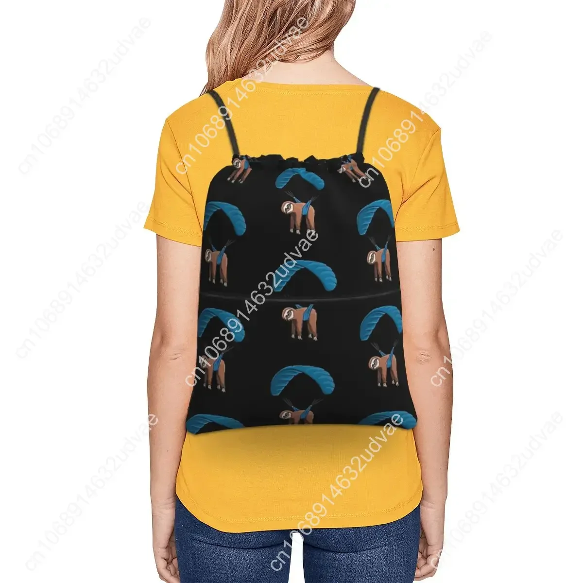 Paragliding Flying Sloth Skydiving Paraglider Portable Backpacks Drawstring Bag Casual Storage Bags For Travel Sport Man Woman