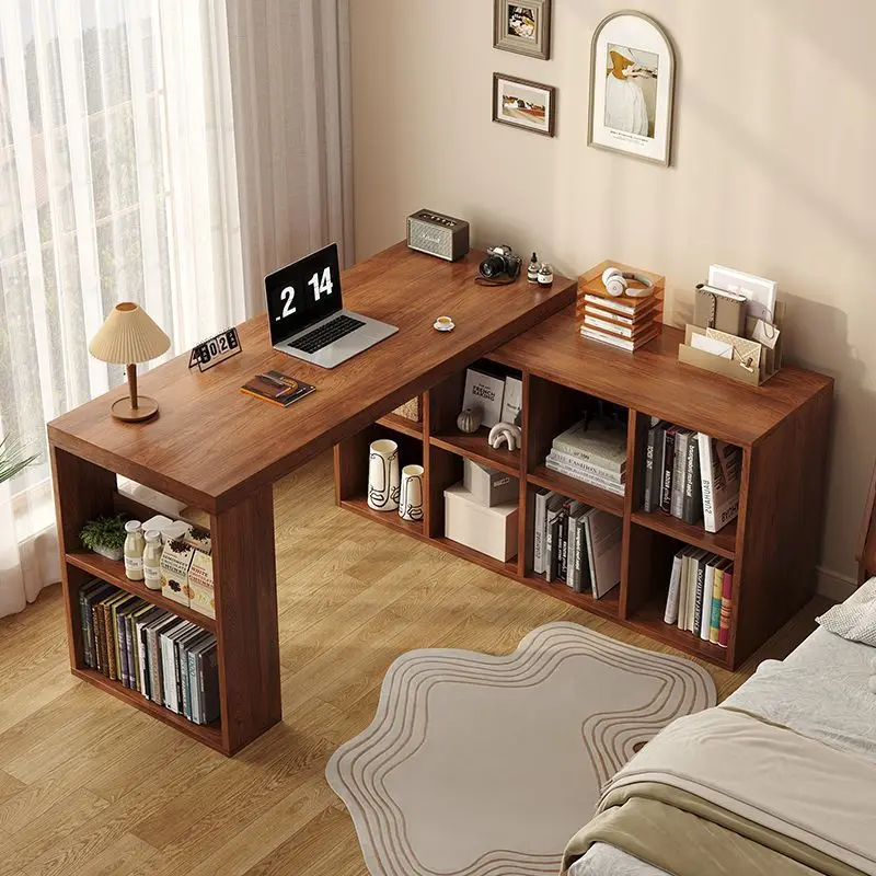 Corner desk bedroom ' computer solid wood L-shaped desk bookcase integrated corner office desk workbench
