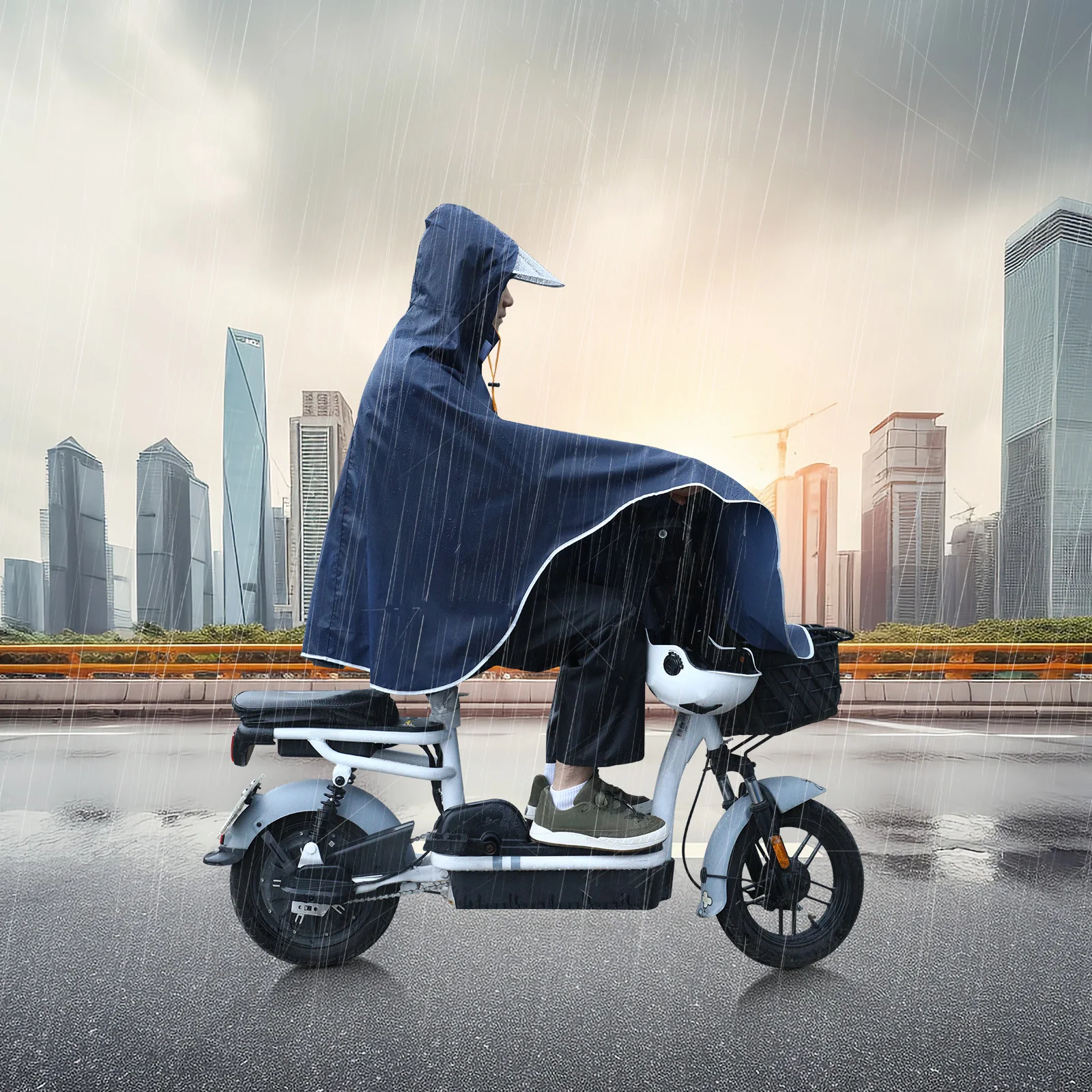 

Compact Bike Rain Cape with Adjustable Hood