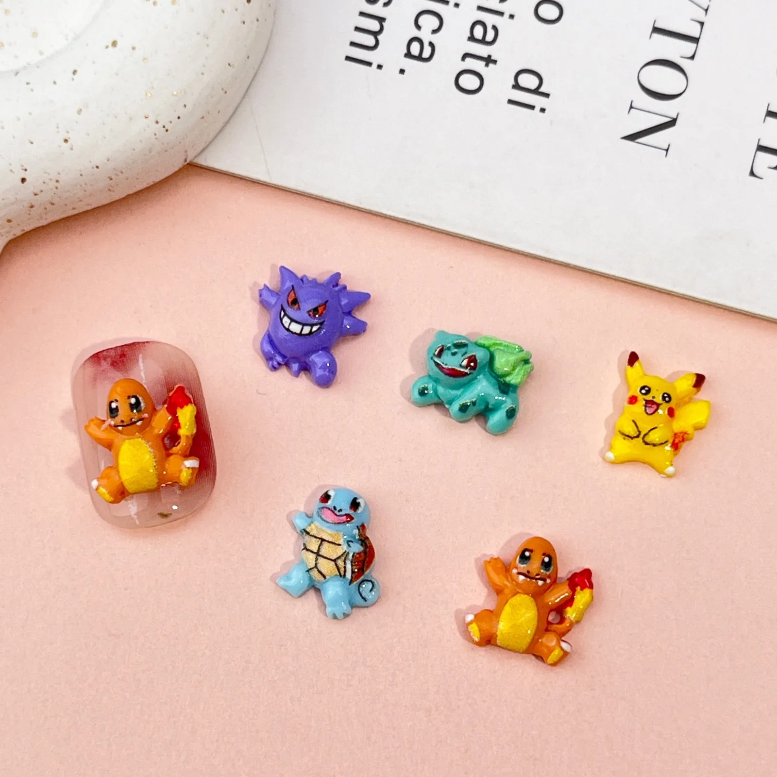20 قطعة البوكيمون الصغيرة الراتنج بيكاتشو السنجاب مسمار سحر الفن فلاتباك الاكريليك التماثيل DIY المنمنمات ديكور الحرفية #4