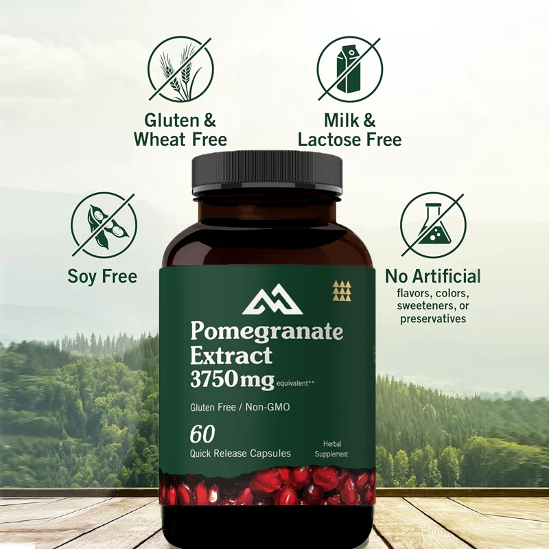 Nutritious Pomegranate Extract | 60 vegetarian quick release capsules containing 100 milligrams of ellagic acid