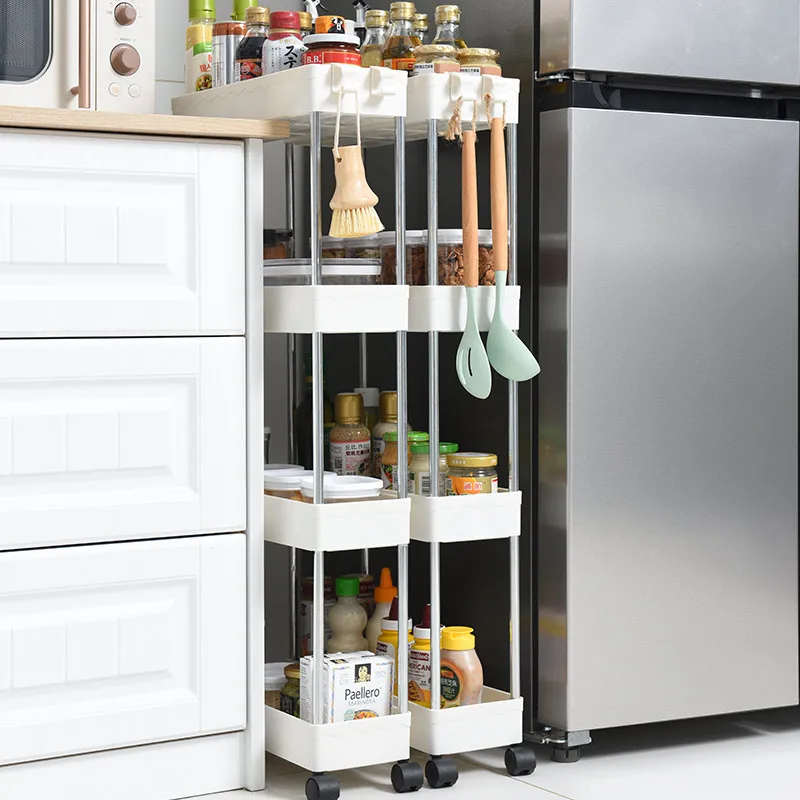 Mobile Storage Shelf Interspace Gap Shelf Kitchen Storage Shelf Bathroom Storage Rack Fridge Side Seam Finishing Rack