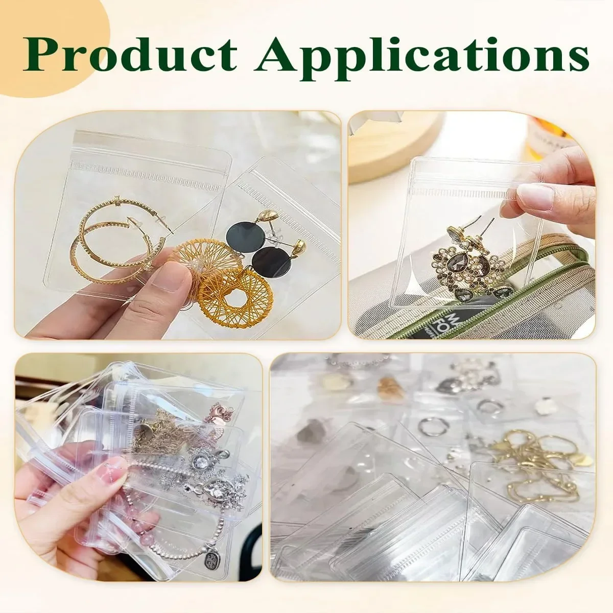 Clear Earring Bags Waterproof Bags Thickened Reusable Storage Pouch for Jewelry Rings Necklace Bracelet
