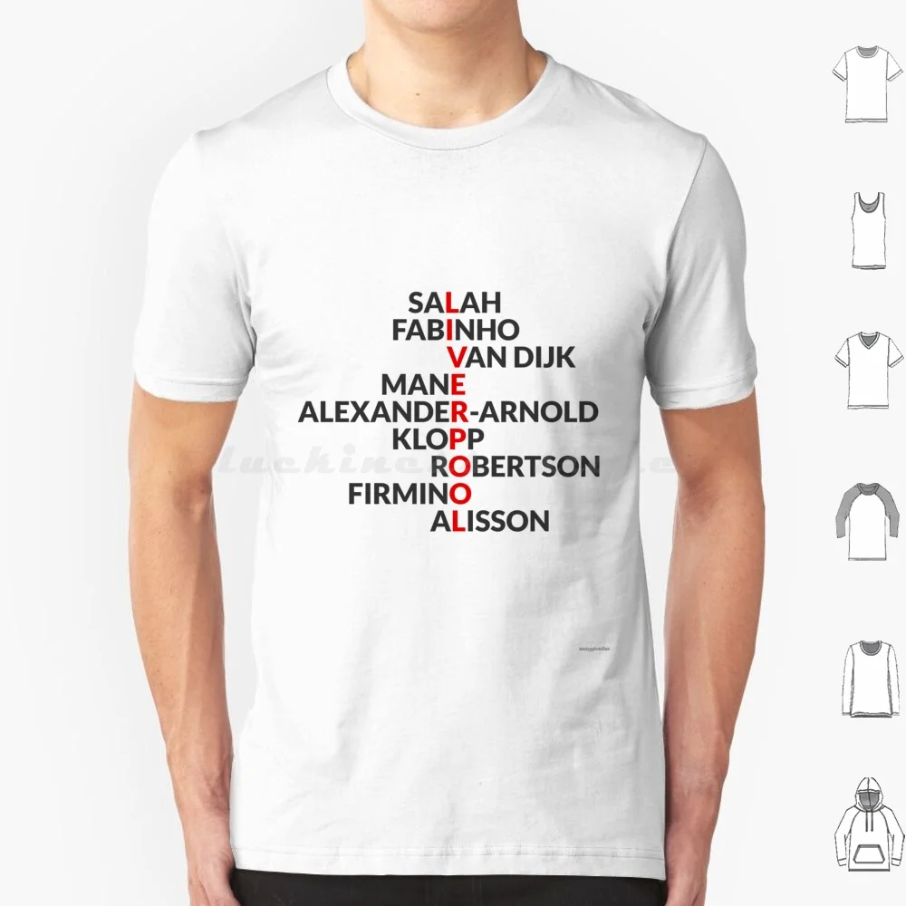 2019 / 20 : Spelt Using Player Names T Shirt Big Size 100% Cotton Anfield The Kop Salah Fabinho Van Dijk Mane Alexander Arnold