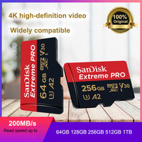 SanDisk Extreme PRO microSDXC UHS-I CARD 64GB 128G 256G 512GB 1TB Memory Card TF Card C10 V30 U3 4K UHD for action cameras drone