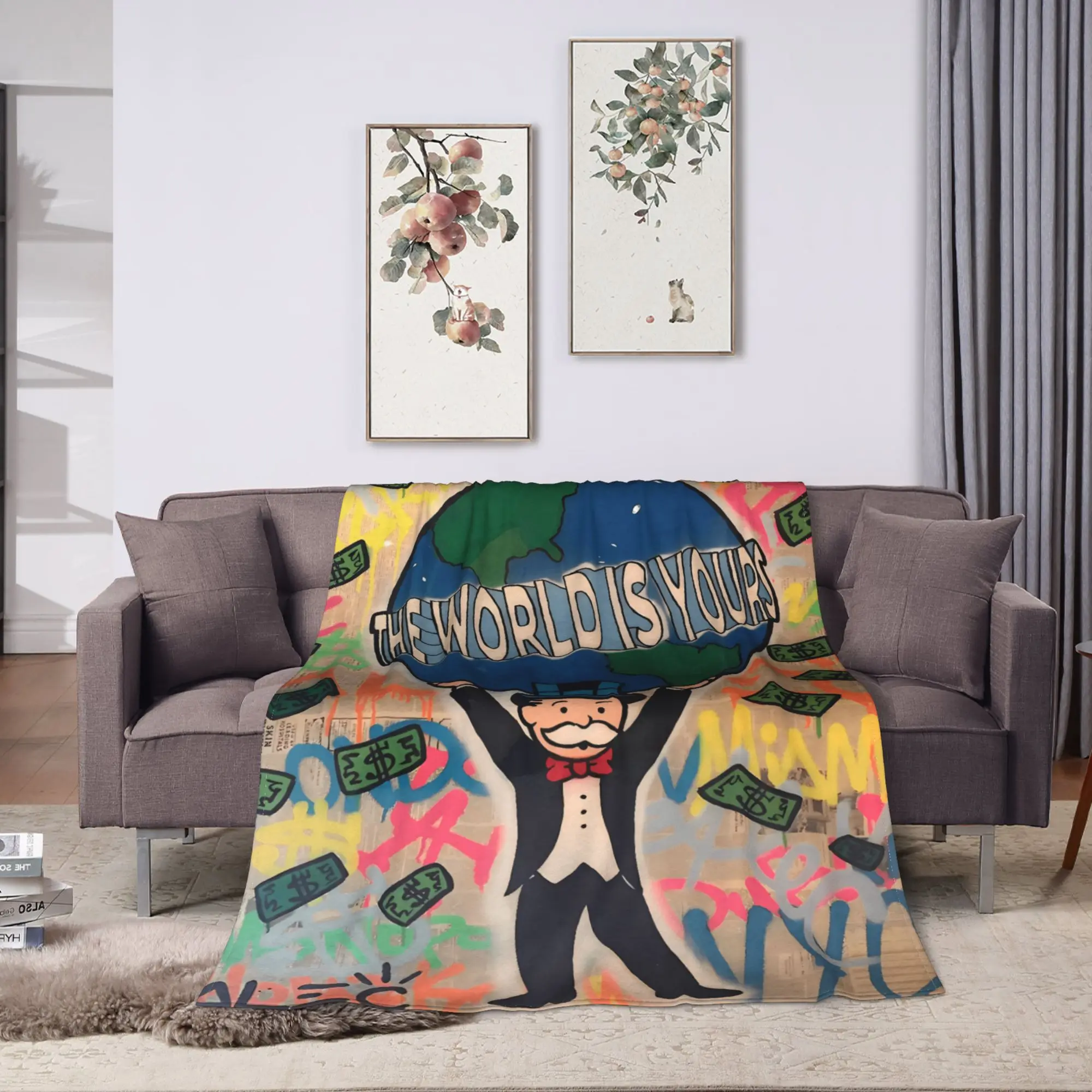 Monopolys Money Dance Blanket  Soft Warm Novelty Plush Bedding Throws For Outdoor Travel Office Flannel Bedspread Bed Cover