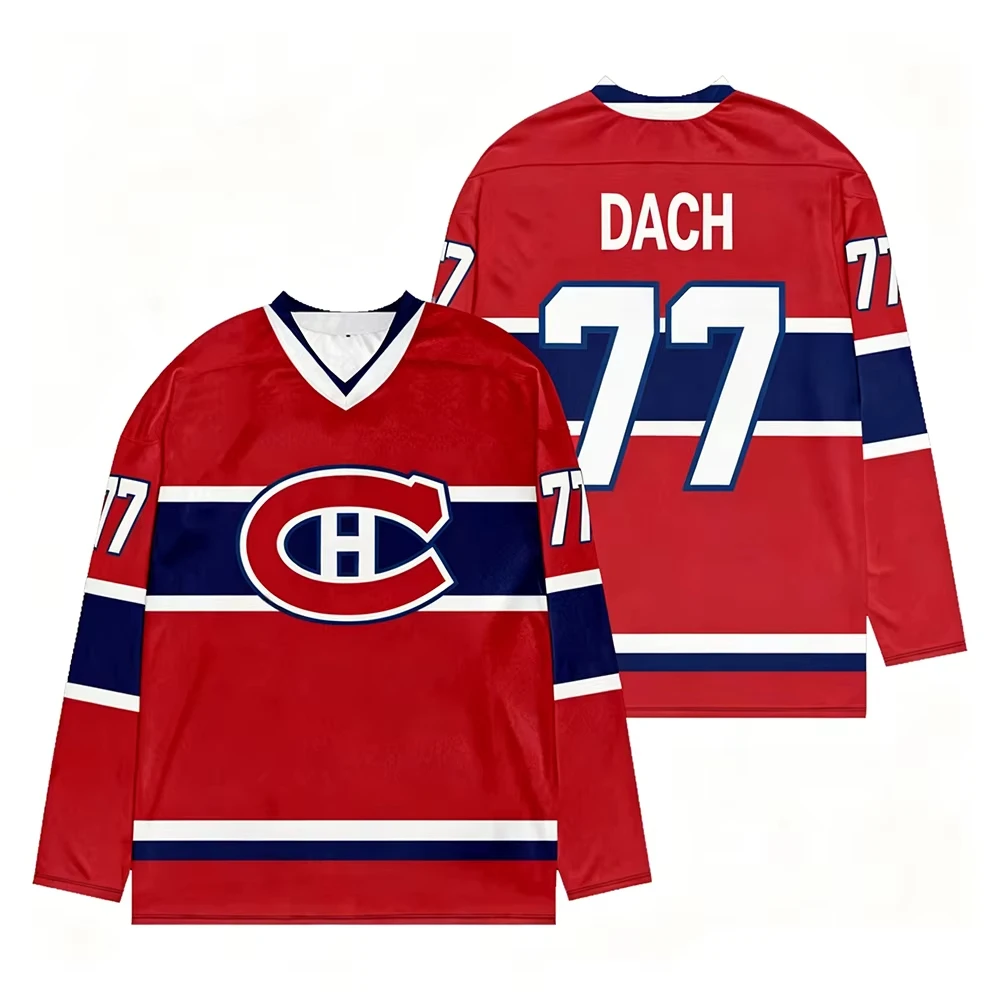 Neues Kinder-Hockeytrikot der Montreal Canadiens, V-Ausschnitt, langärmlig, sportliches Sweatshirt für Damen und Herren, Spieler-Cosplay-Oberteil – Detail 13