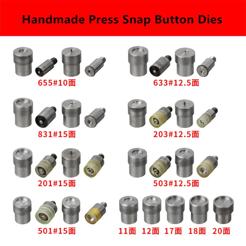 633,655 Metal Prong Snap Buttons Dies Tool for Hand Press Fasteners Installation Machine Buckles Rivets Eyelets Press Mold Dies