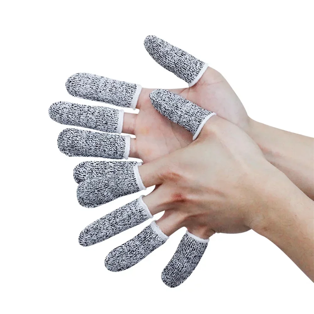Anti-Schnitt-Fingerabdeckung, Fingerschutzhülle, 10 Stück, 5-stufige elastische, verschleißfeste Fingerhülsen, Fingerhülsen zum Schutz – Detail 5