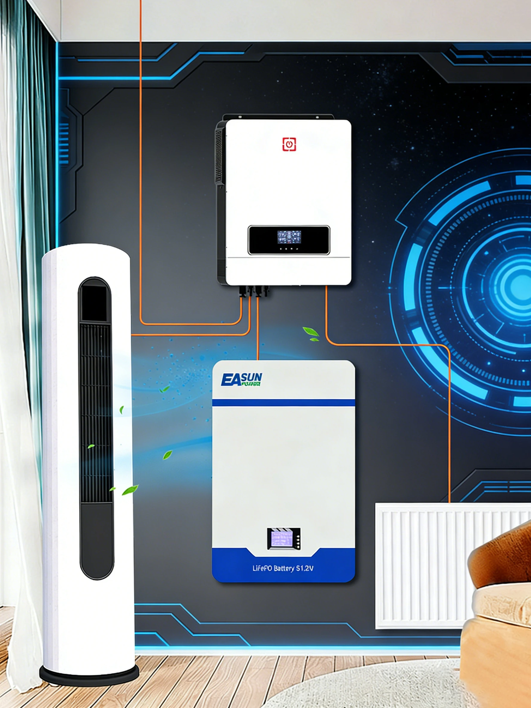 10,2 kW Hybrid-Solarwechselrichter On-Grid & Off-Grid 48V 10200W 160A Solarladegerät 230VAC Wechselrichter PV-Eingang 450VDC mit Dual-MPPT und WLAN