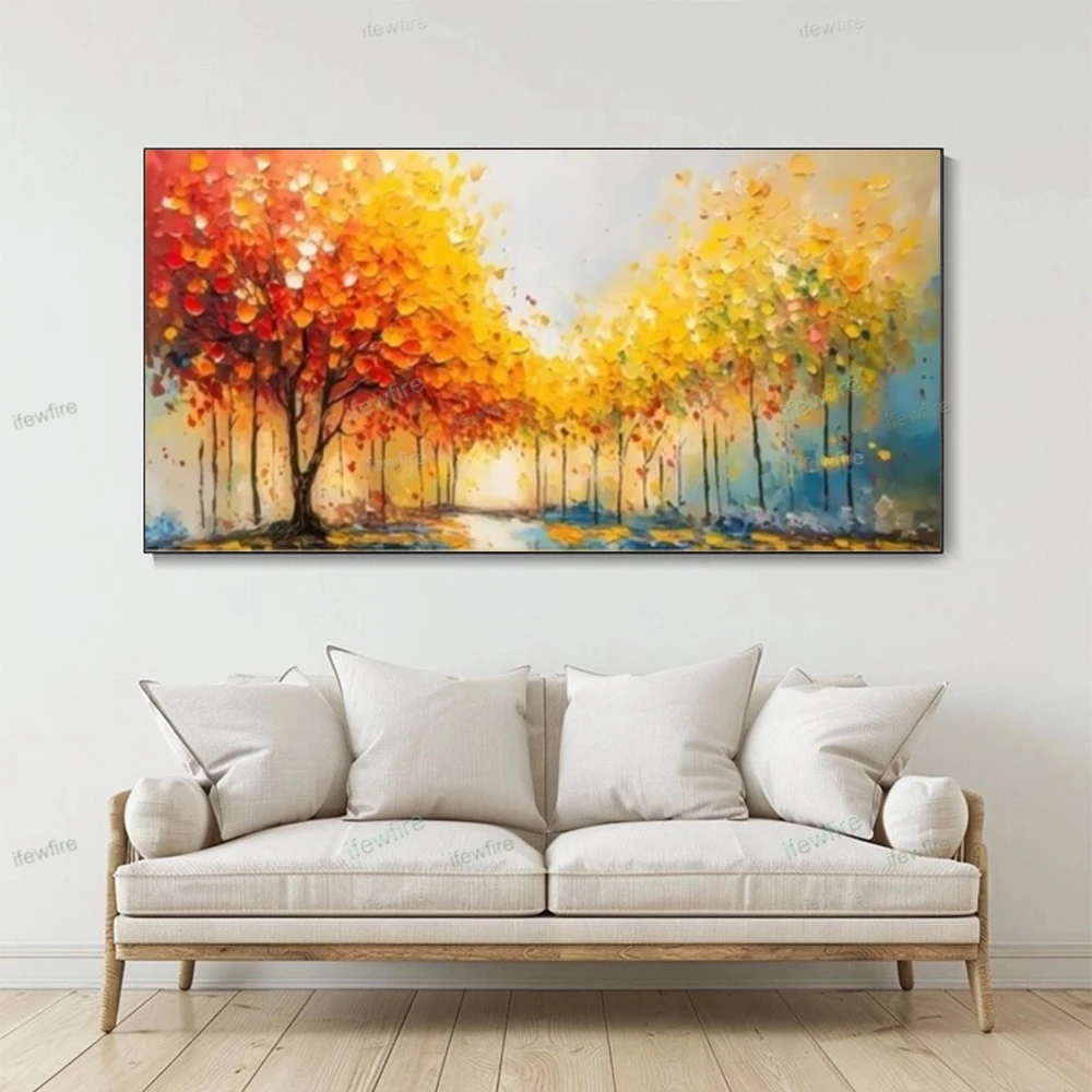 

100%Hand Painting Beautiful Abstract Oil Painting On Canvas Leaves Wall Art Of Many Trees With Green Home Decor Picture artwork