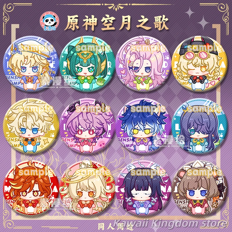 Genshin Impact Song of the Welkin Moon Fischl Durin Anime Cosplay botón Pin broche insignia mochila accesorios abridor de botellas