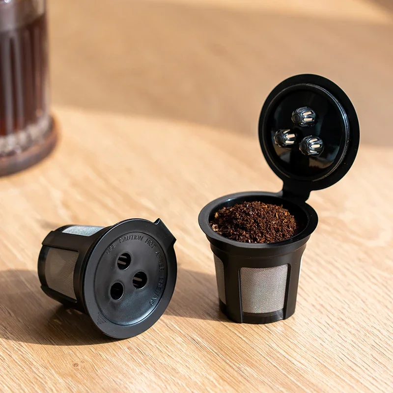 1/4Pcs Refillable Coffee Pod Filter Reusable Mesh Ground Coffee Filter Easy To Clean Three Holes Coffee Powder Filter Accessorie