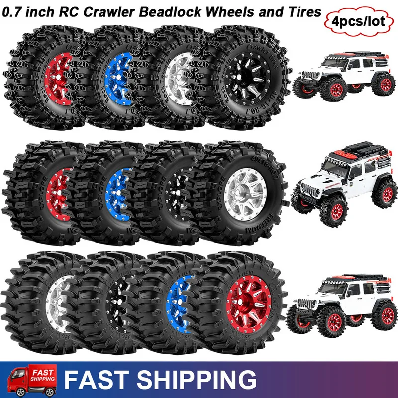 4 unidades de ruedas y neumáticos Beadlock de metal de 40 mm (0,7 pulgadas) para coche RC Crawler 1/30 SCX30 Ford Bronco Jeep Wrangler K10 Ascent-32