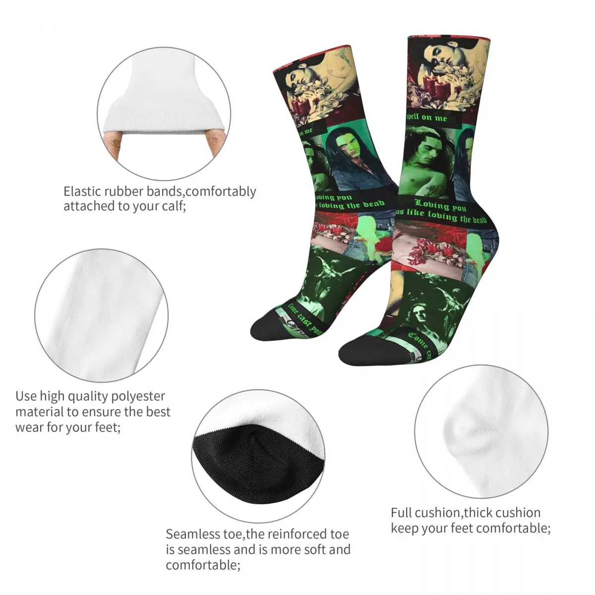 Peter Steele Dark Goth Type O Negative Merch Socks High Quality Middle Tube Socks Cotton for Women Men Small Gifts