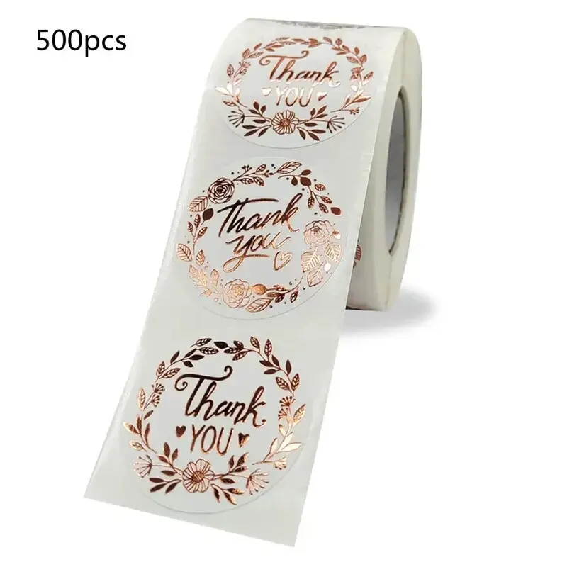 500 PCs Thank You Stickers, Monogrammed Floral Pattern Label Stickers, Thanksgiving Gift Stickers, Sticker Labels