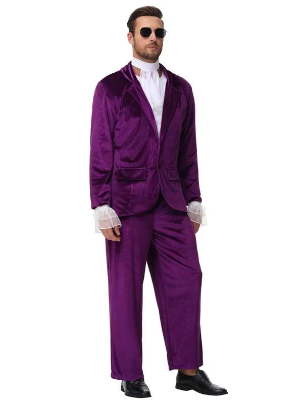 

Disco70s Ретро костюм на Хэллоуин, костюм из полиэстера для танцевального выступления, бар, наряд хиппи, фиолетовая сценическая одежда, женская мода