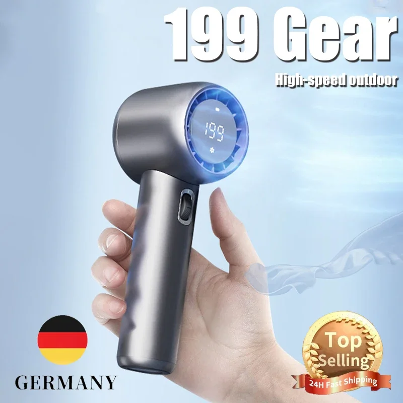 

New GF02 199 Gears High Speed Handheld Fan Portable Cooler Fans USB Rechargeable 3500mAh Electric Fan Mini Air Conditioner