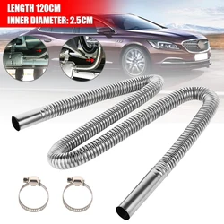 120/200CM Flexible Exhaust Hose Stainless Steel Exhaust Pipe Car Parking Heater Diesel Gas Vent Hose with 2 Exhaust Clamp