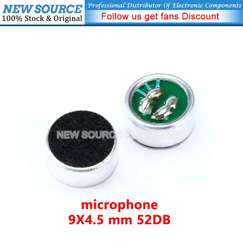 20Pcs/lot Microphone 9*4.5mm 9x4.5 Capacitive Electret Microphone Pickup MIC 53DB