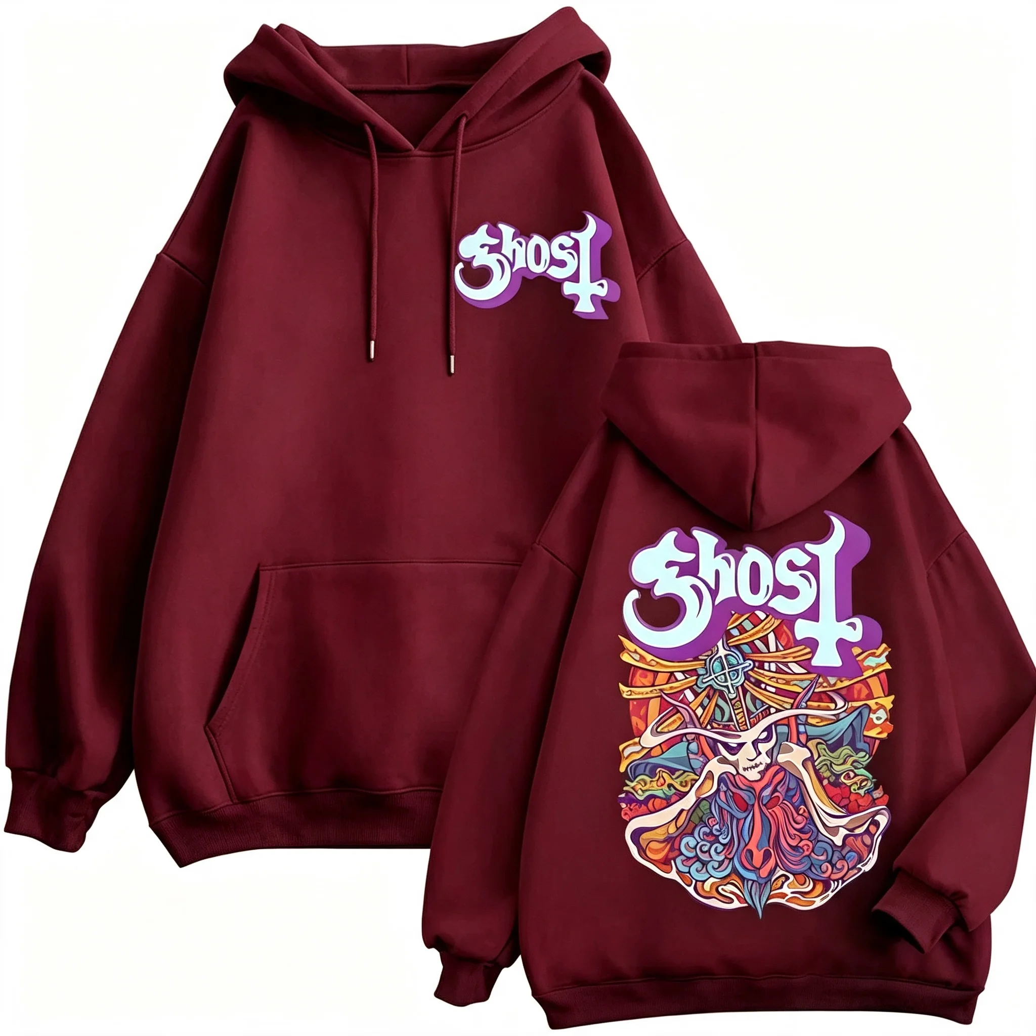 Ghost Band Grafik-Reißverschluss-Hoodies für Männer und Frauen, Modische Y2k Oversized Zip-Up Sweatshirts, Gothic Rock Hip Hop Pullover, Streetwear – Detail 11
