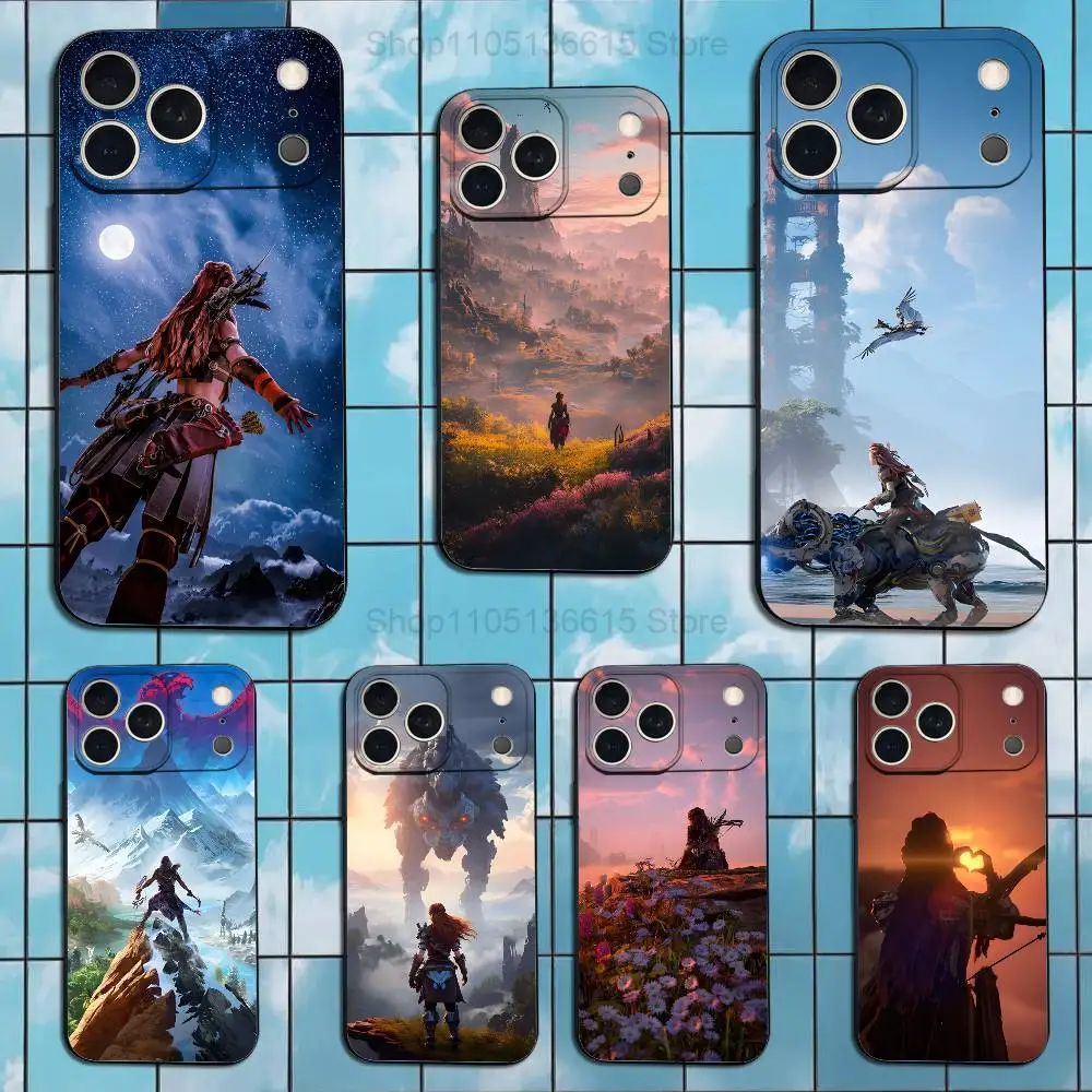 حافظة ألعاب H-Horizon Z-Zero D-DAWN لهاتف iPhone 17,16,15,14,13,12,11 Air,Plus,Pro Max,XS,X,XR,SE,Mini,8,7,غطاء أسود من السيليكون الناعم