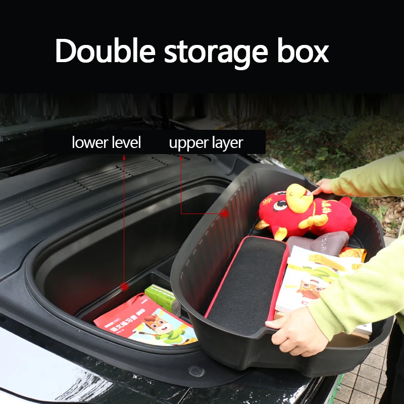 

Front Trunk Storage Box For Tesla Model Y Double-Deck Front Storage Box ABS Modified Accessories