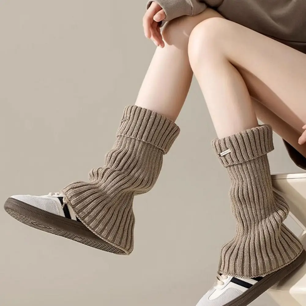 

Fashion Solid Color Women's Leg Warmers Thickened Y2K Knitted Heap Socks Breathable Soft Stacked Stockings Lolita