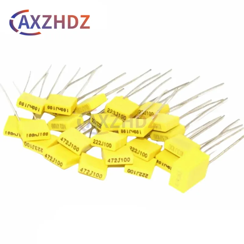 20PCS 100V 폴리프로필렌 안전 플라스틱 필름 1nF - 470nF 10nF 22nF 47nF 100nF 220nF 330nF 0.1uF 1uF 104J 보정 커패시터