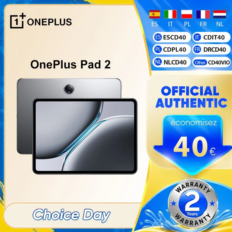OnePlus Pad 2 Versione Globale, Snapdragon 8 Gen 3, 16GB+512GB di Memoria, Schermo da 12.1'' 144Hz, Ricarica SUPERVOOC 67W, Fotocamera 13MP, Android OS 14.1
