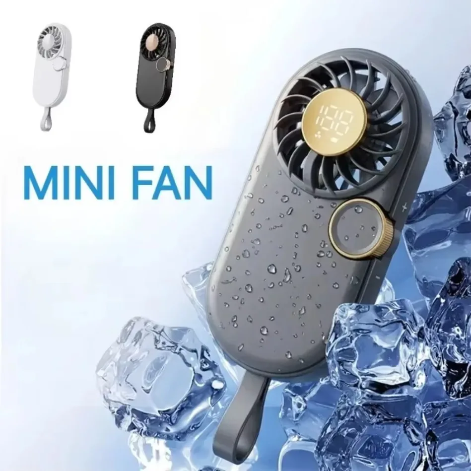 1200mAh Mini Portable Fan 7 Blades 5 Speeds Quiet Handheld USB Rechargeable Personal Cooling Fan With Lanyard For Travel Outdoor