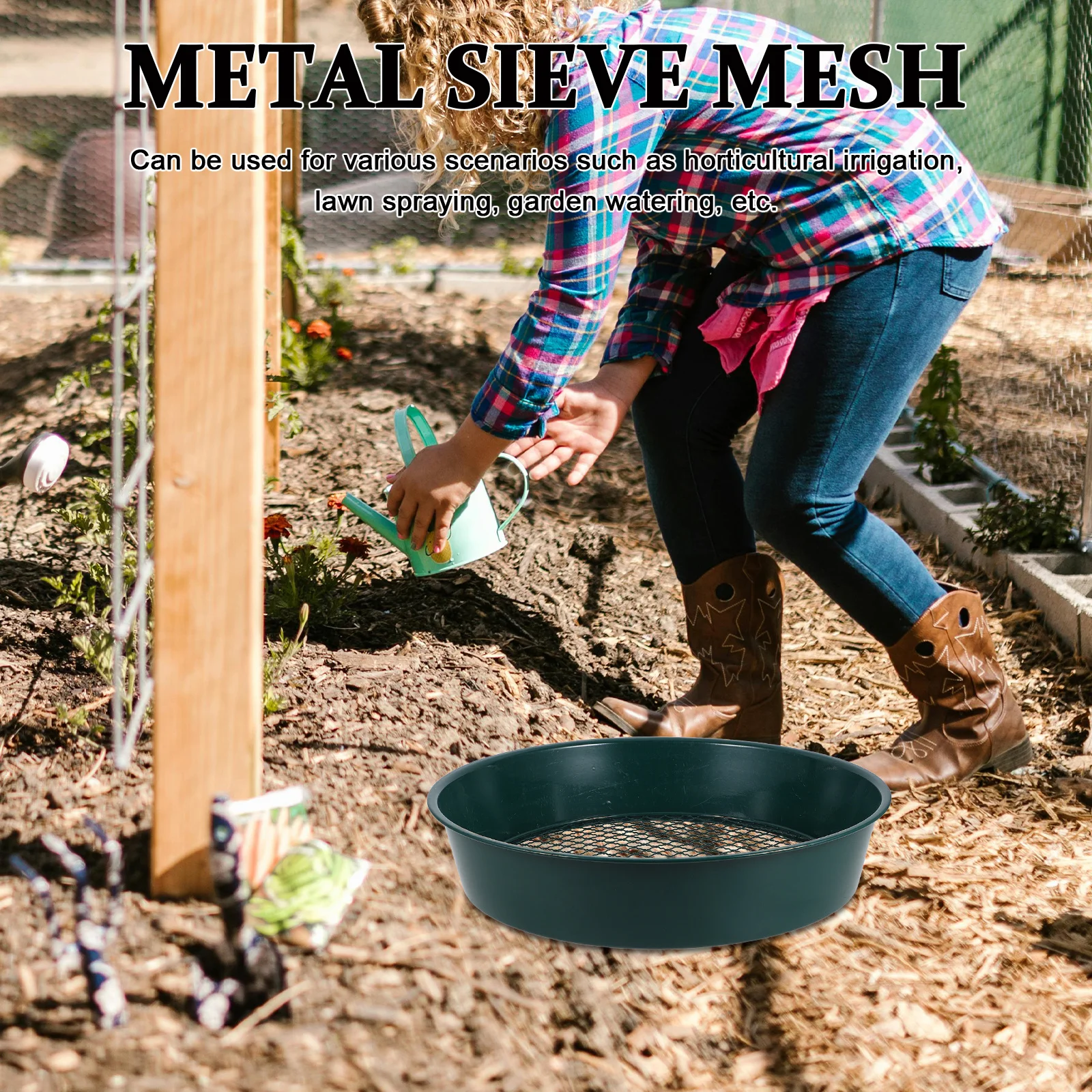 1 مجموعة المعادن التربة المغربل ثلاثة حفرة شبكة الشاشة لحديقة التربة السماد الحصى إزالة دائم البستنة أداة شبكة سلك الشاشة