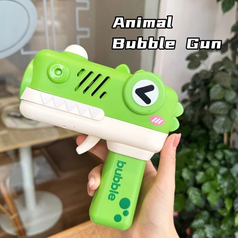 Animal Bubble Gun Toy for Kids Máquina de bolhas elétrica Soap Blower portátil com luz Fabricante automático, Children Gift, Jogos de festa