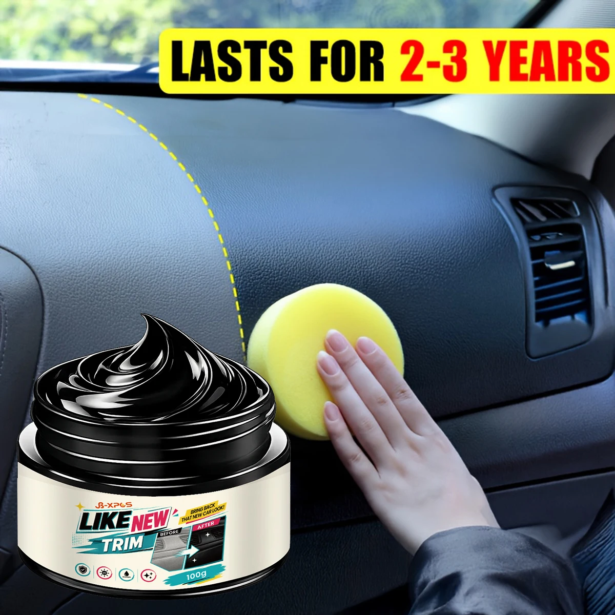 Car Plastic Restorer Renovation Cream Black Durable Hydrophobic Coating Fading and Aging Ideal for Automotive Detailing YT2050