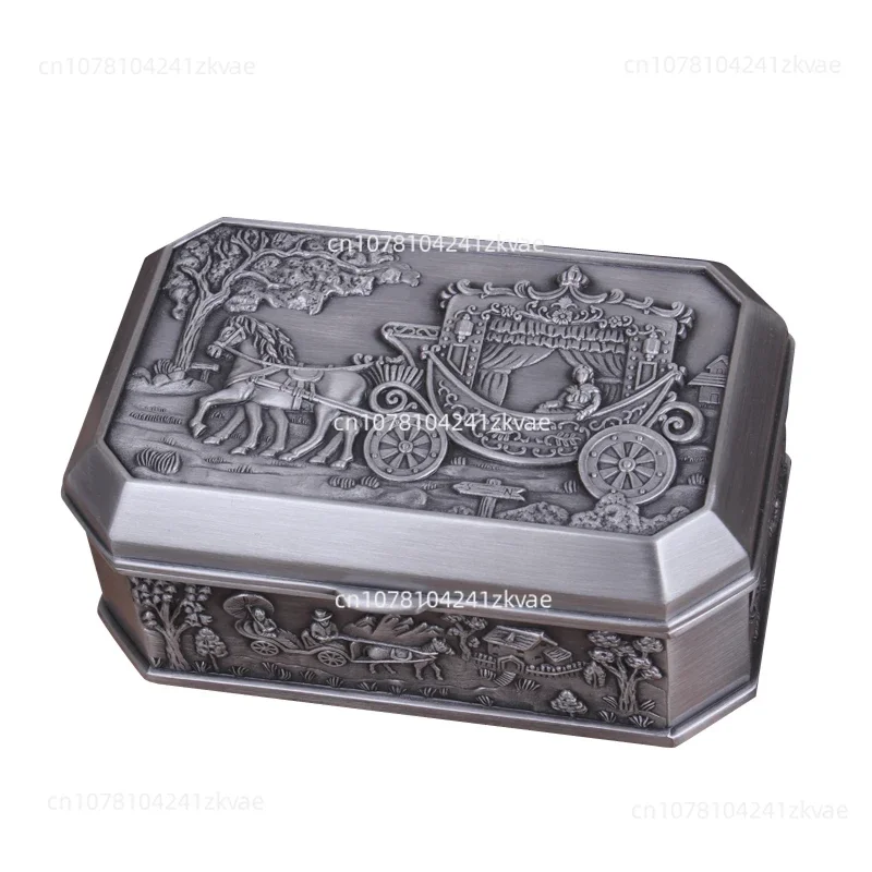 

Antique jewelry box combined with metal tin complex classical creative jewelry box storage box