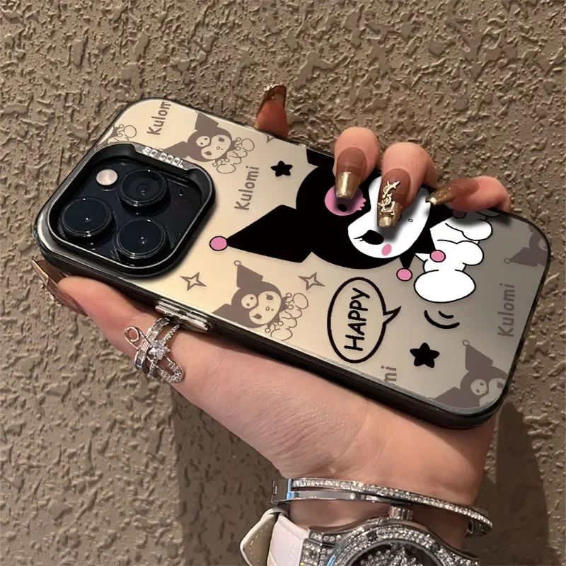 Sanrio Kuromi Happy Phone Cases For iPhone 16 15 14 13 11 12 Pro Max XS XR 7 8 Plus MINI Cartoon Cute Shockproof Cover Y2K Girl