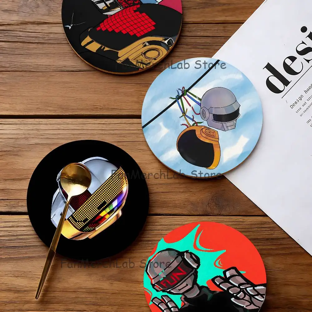 

Band D-Daft P-Punk Wood Coaster Set - Heat Resistant For Tea & Coffee, Home Cafe Decor Holiday Gift
